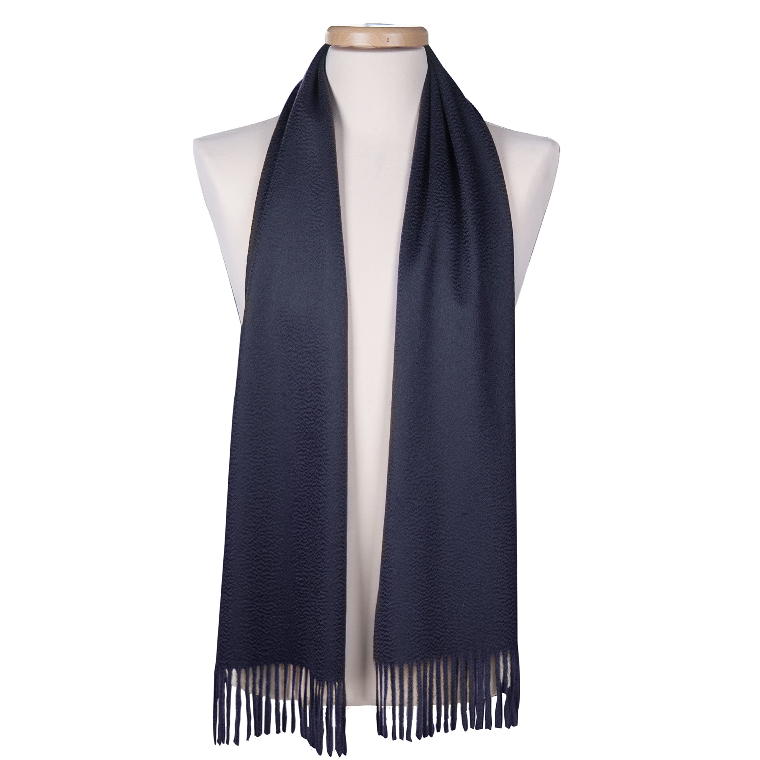 MA.AL.BI 1947 Schal für Herren, Damen, 100 % reines Kaschmir, glänzend, 37 x 180 cm, Blau Einheitsgröße