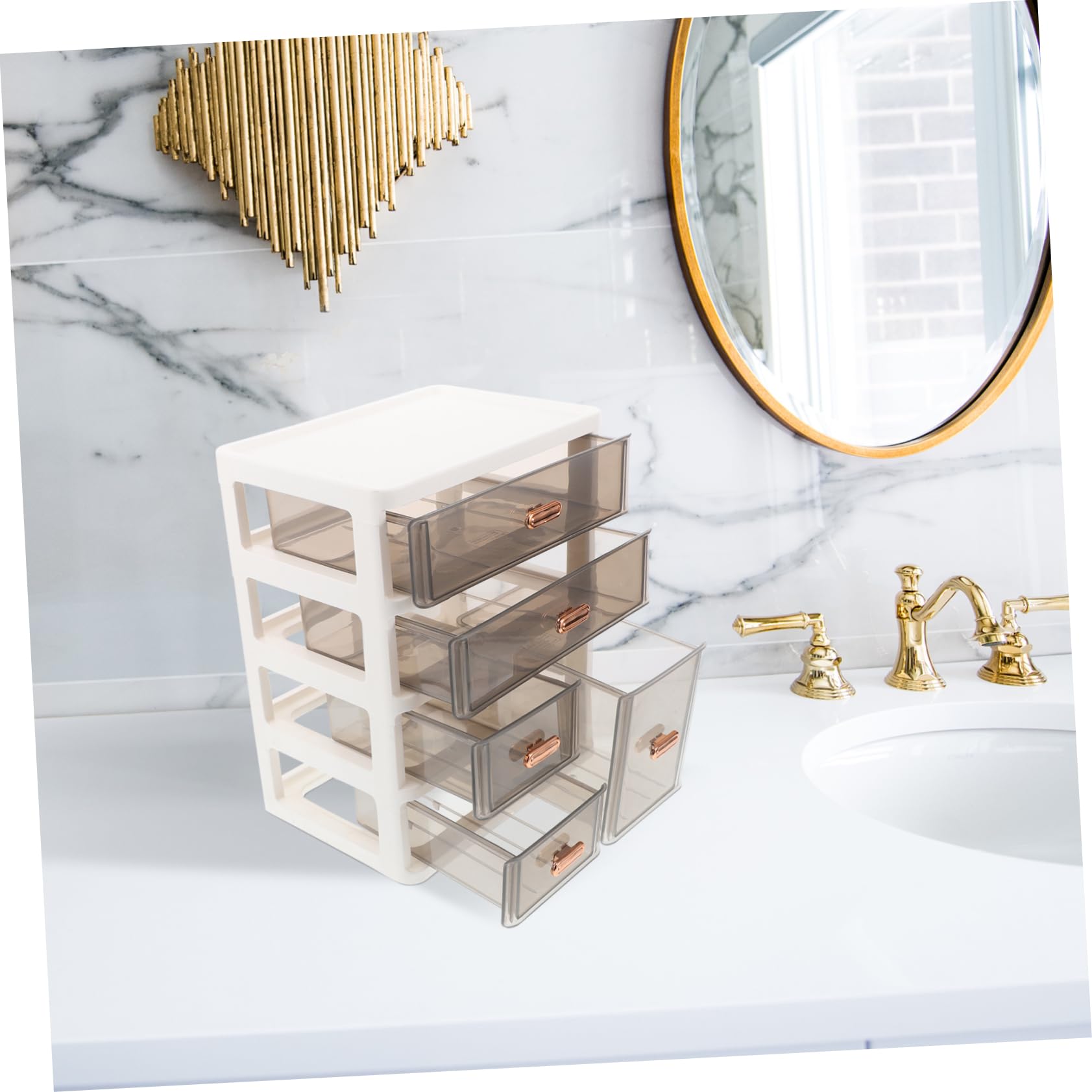 Ciieeo Organizer Da Scrivania Per Toeletta Con Cassetti, Scatola Porta Cosmetici in Plastica Trasparente, Unità Di Archiviazione Desktop Multistrato Per Bagno e Ufficio, Organizer Per Trucco Compatto