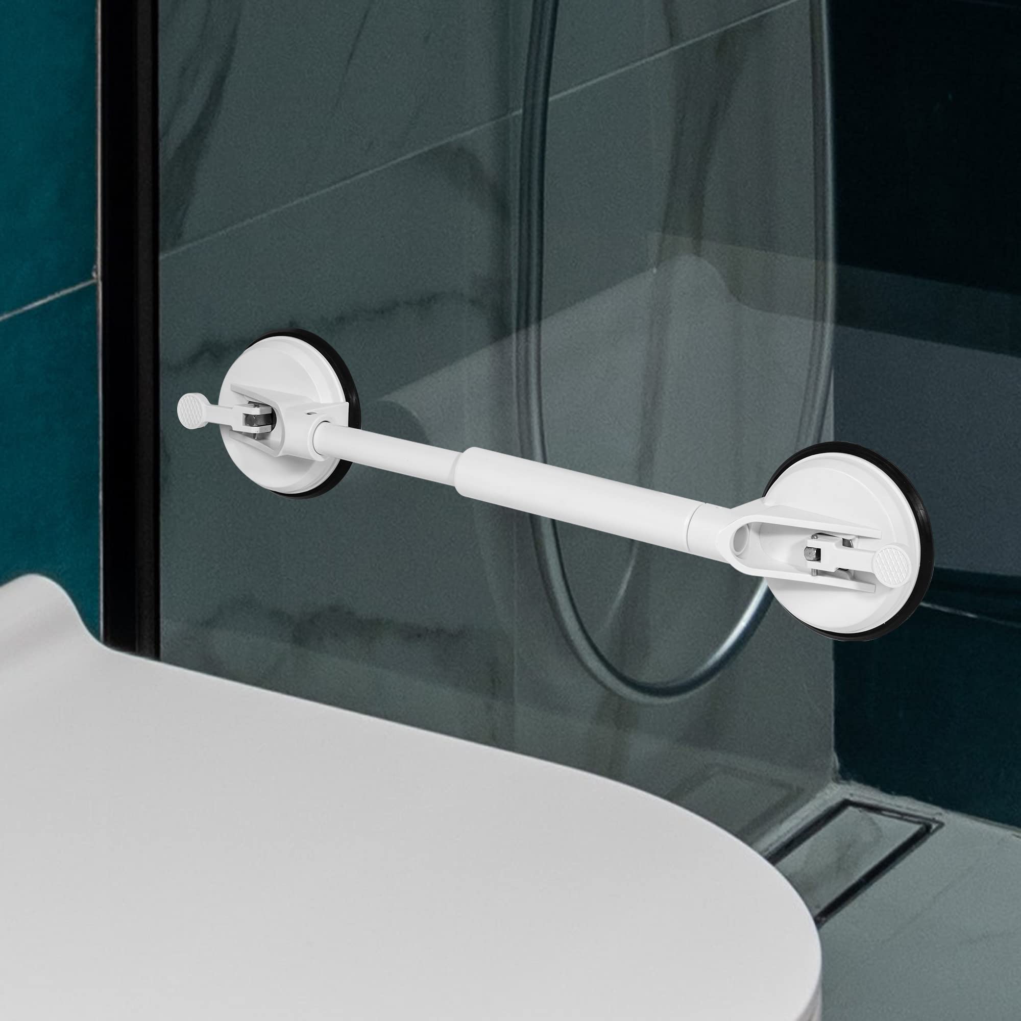 AdelDream Pasamanos auxiliar de seguridad Barra de agarre de seguridad antideslizante Ducha Reposabrazos para ancianos/niños para baño Longest: 58cm Más corto: 46cm Blanco 25 * 13 * 9cm