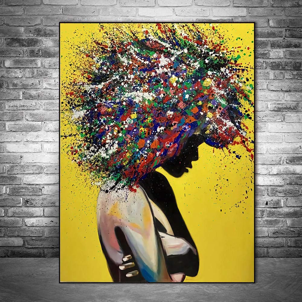 Cuadros de graffiti para salón modernos póster de chica abstracta decoración de paredes de casa 6