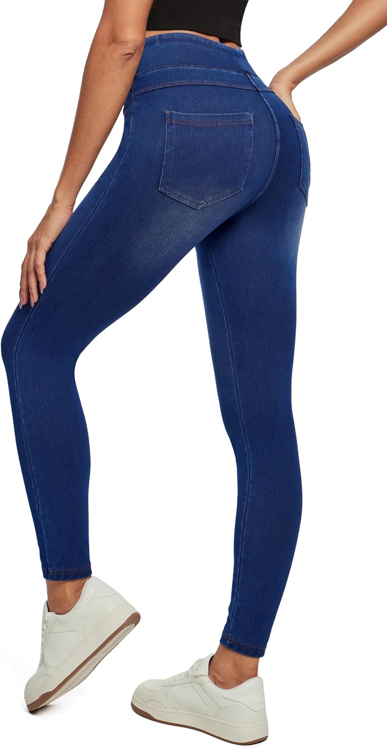 IUGA Stretchy Jeans for Women High Waist Jeggings Tummy Control Skinny Jeans Pull on Leggings with Pockets Trendy Casual