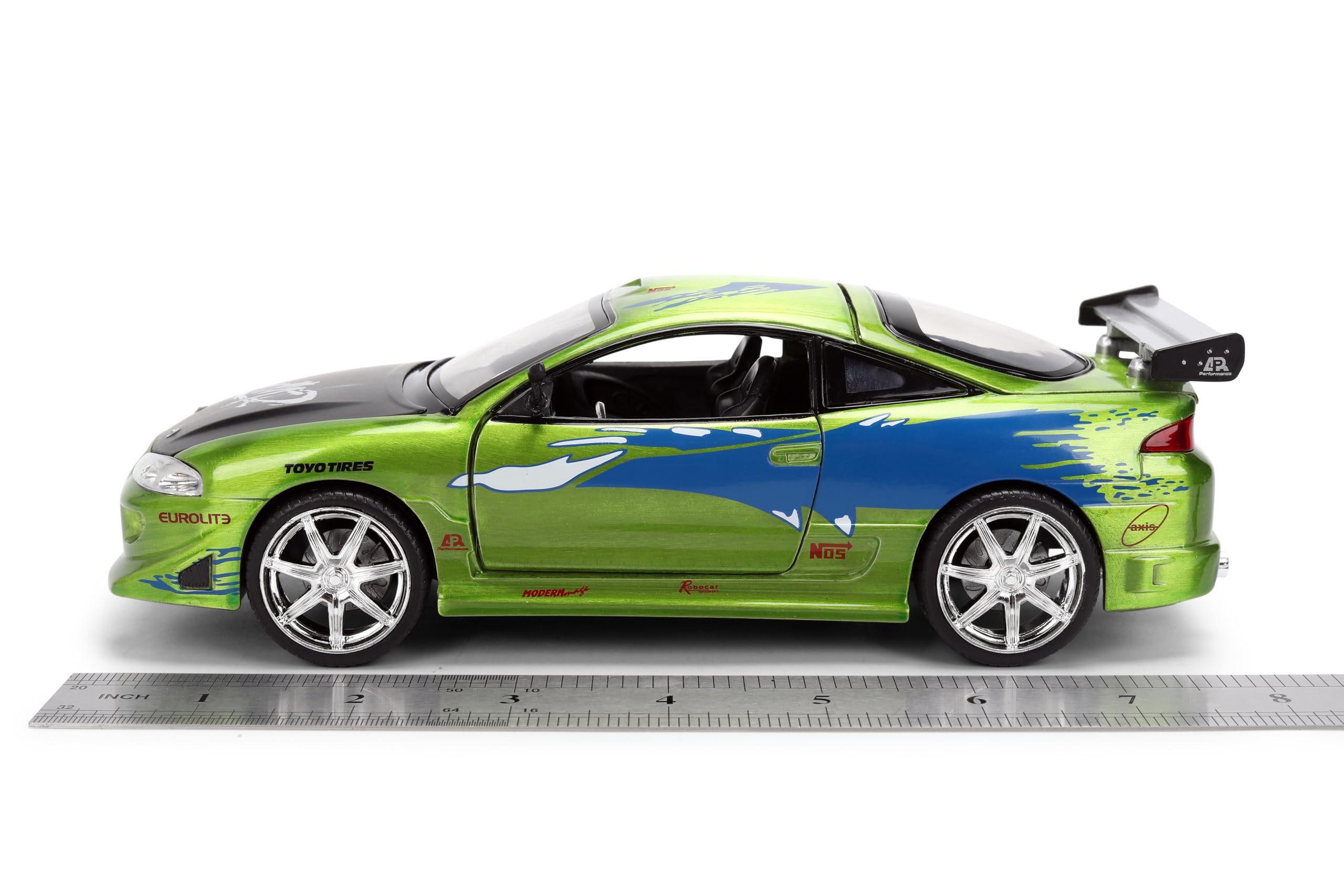 Jada Druckguss-Modellauto, kompatibel mit Fast & Furious 25th Anniversary Edition 1:24 Brians 1995, Mitsubishi Eclipse Pinsel, Farbe Finish