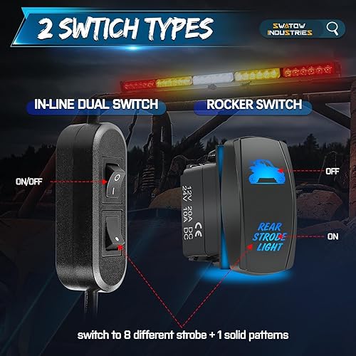 Miniatura 6 de SWATOW INDUSTRIES Barra de luz LED trasera de persecución con luz estroboscópica LED con señal de giro de freno inverso, barra de persecución de luz