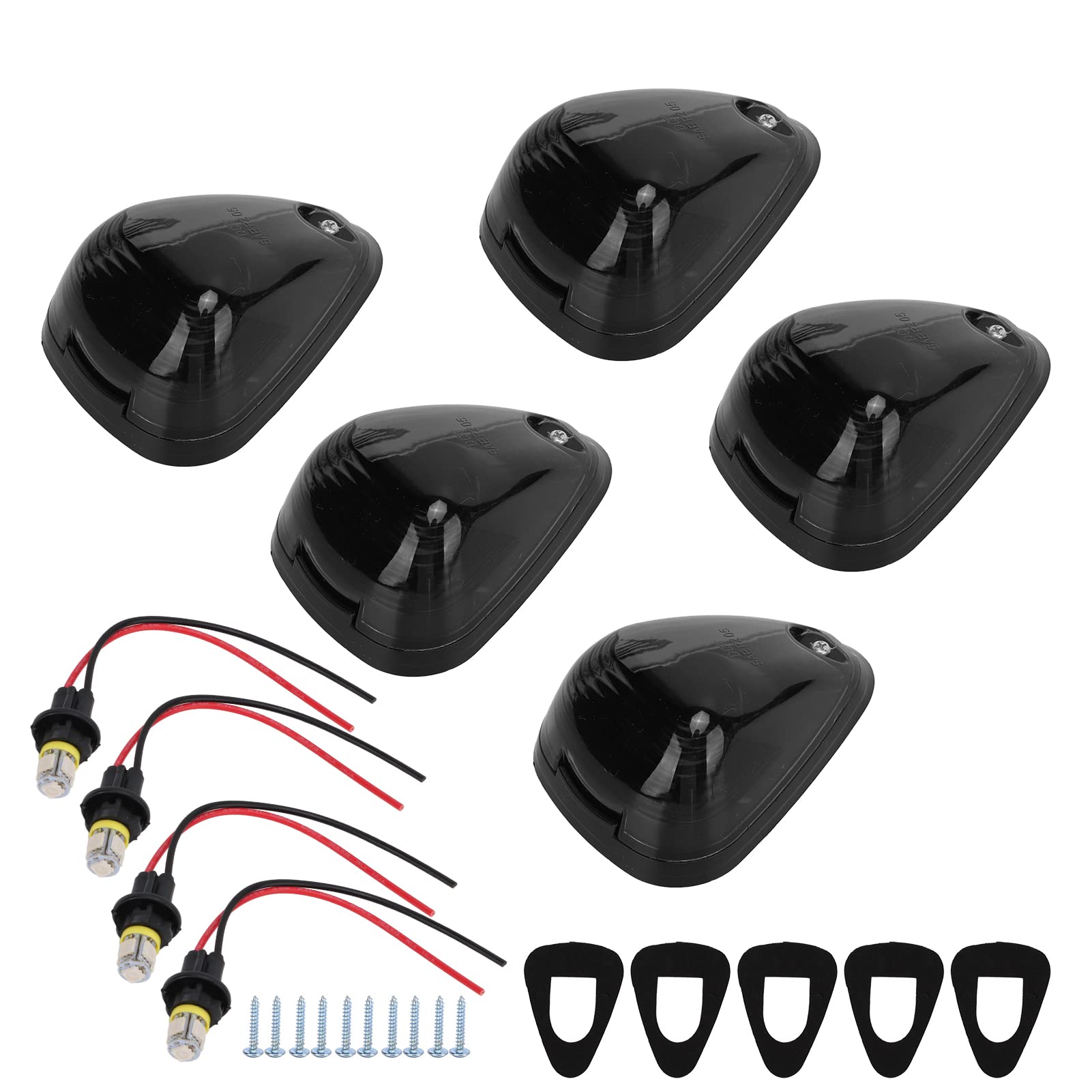 Qiilu Luci sul Tetto della Cabina 5 Set Luci Tetto per Camion LED Luci di Ingombro sul Tetto della Cabina a LED Luci di Posizione per Auto Luce Superiore con Lente fumé e Luce Ambra per Camion e