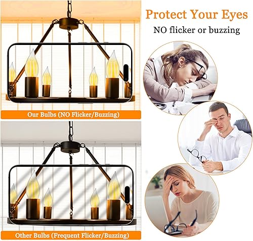 Miniatura 6 de Bombillas LED equivalentes a 60 vatios, bombilla LED vintage con punta de llama, bombilla LED E12 regulable 2700 K blanco cálido suave, bombilla LED