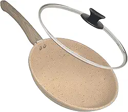 Frigideira Indução 24cm com Tampa - Granilite Bege, Revestimento Cerâmico e Cabo Soft-Touch