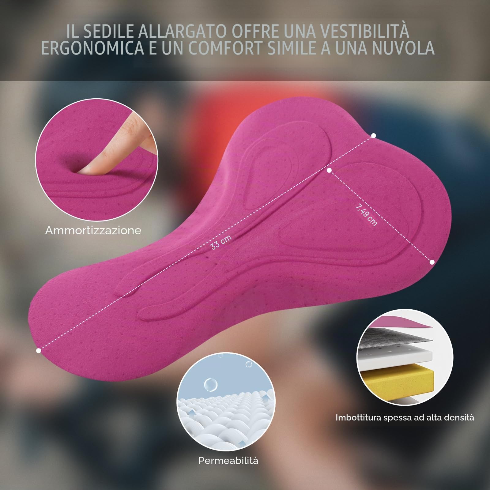 TOMSHOO Pantaloni da Ciclismo Uomo, MTB Ciclismo Uomo 4D Imbottiti, Pantaloncini Bici Uomo Traspirante Asciugatura Rapida con 3 Tasche Antiscivolo Antiurto MTB Shorts | Pantaloni da mountain bike con rivestimento riflettente, gamba antiscivolo