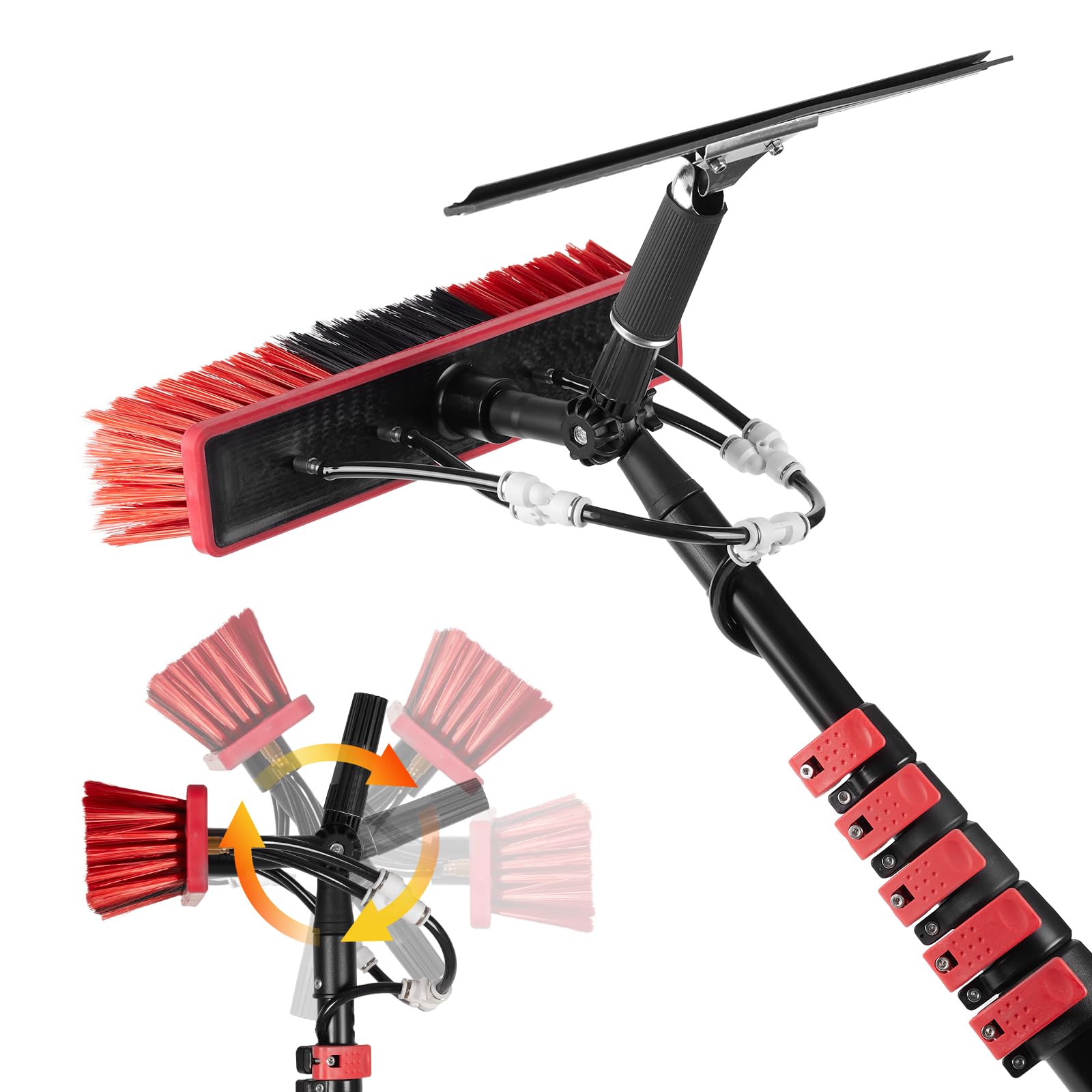 Photo 1 of Wellko Solar Panel Cleaning Brush & Squeegee with Inline Water Filter System, Water Fed Pole Kit with Telescopic Pole 30 Feet, Window Squeegee Kit for Photovoltaic and Solar Panel Glass Window Roof