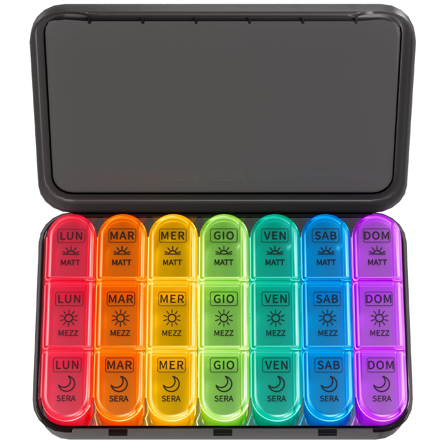 Doruimi Portapillole Settimanale 7 Giorni Matt Pom Sera Nera