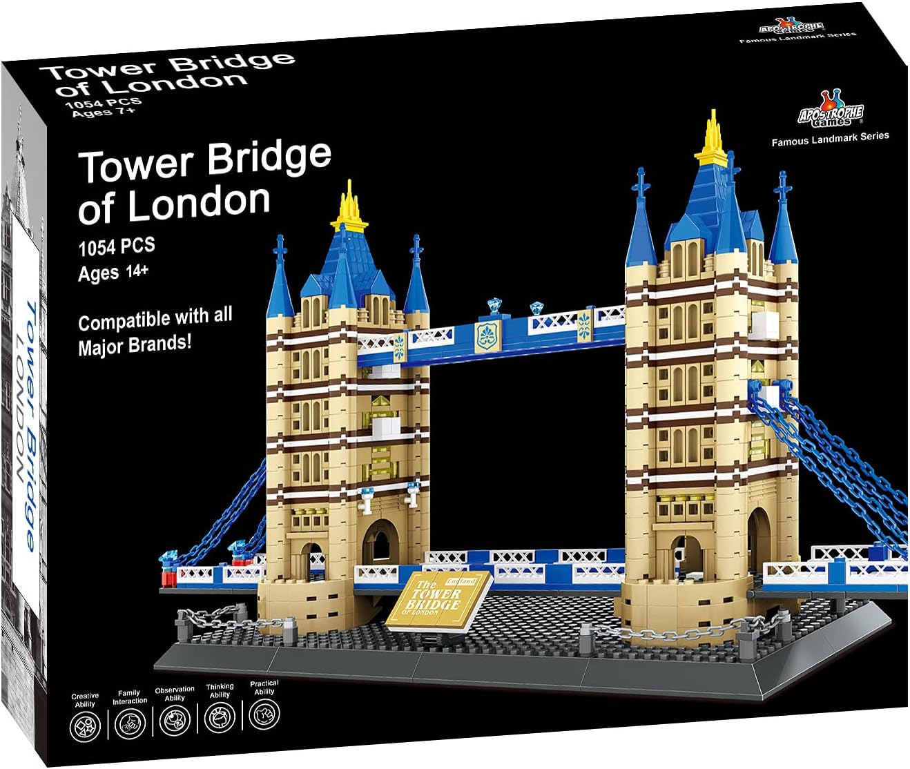 APOSTROPHE Games Tower Bridge Building Block Set (1,052 Pieces) London's Tower Bridge Famous Landmark Series Model for Kids and Adults
