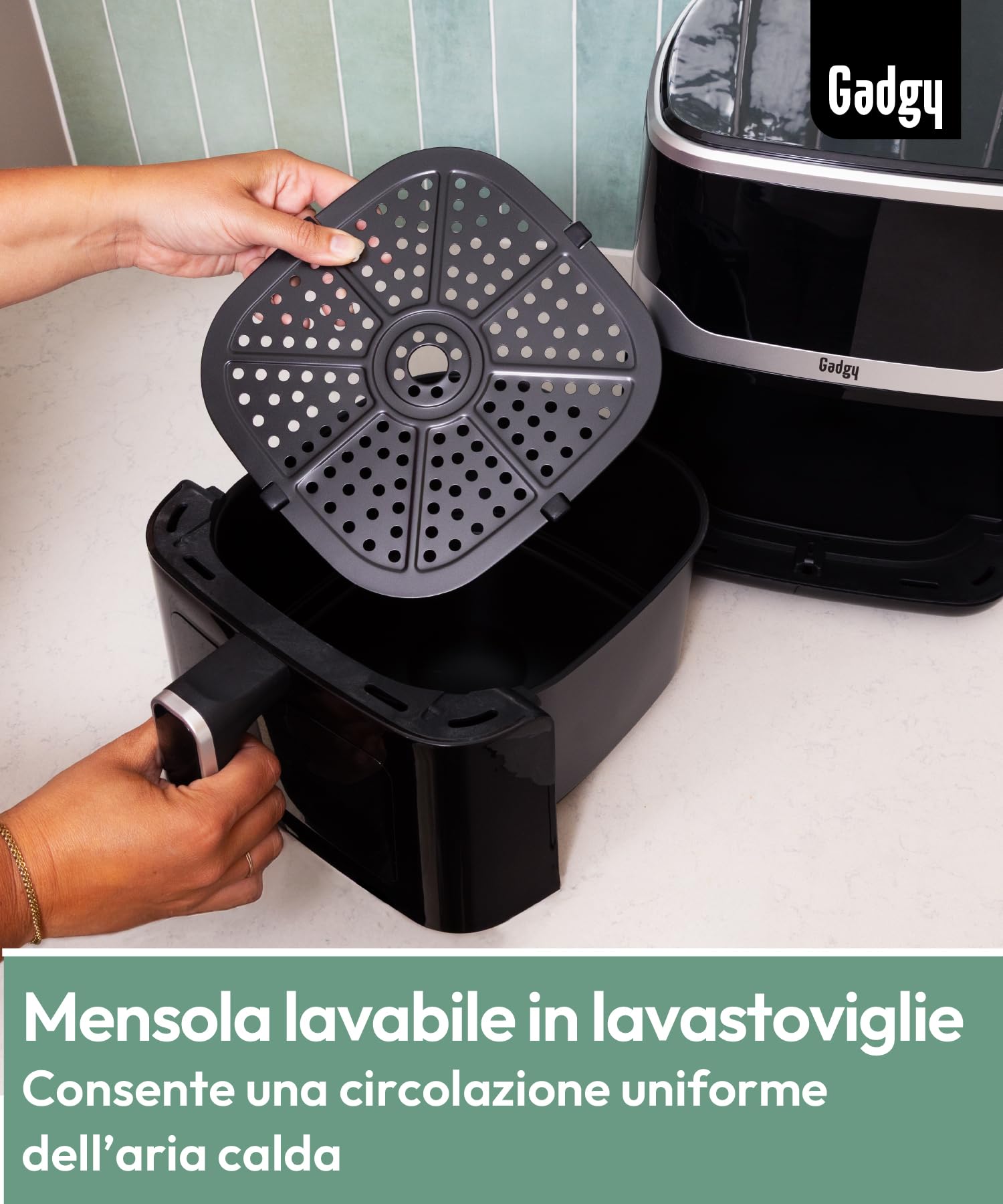 Gadgy Friggitrice ad Aria 5 L 1400 W con Finestra e Touch Screen