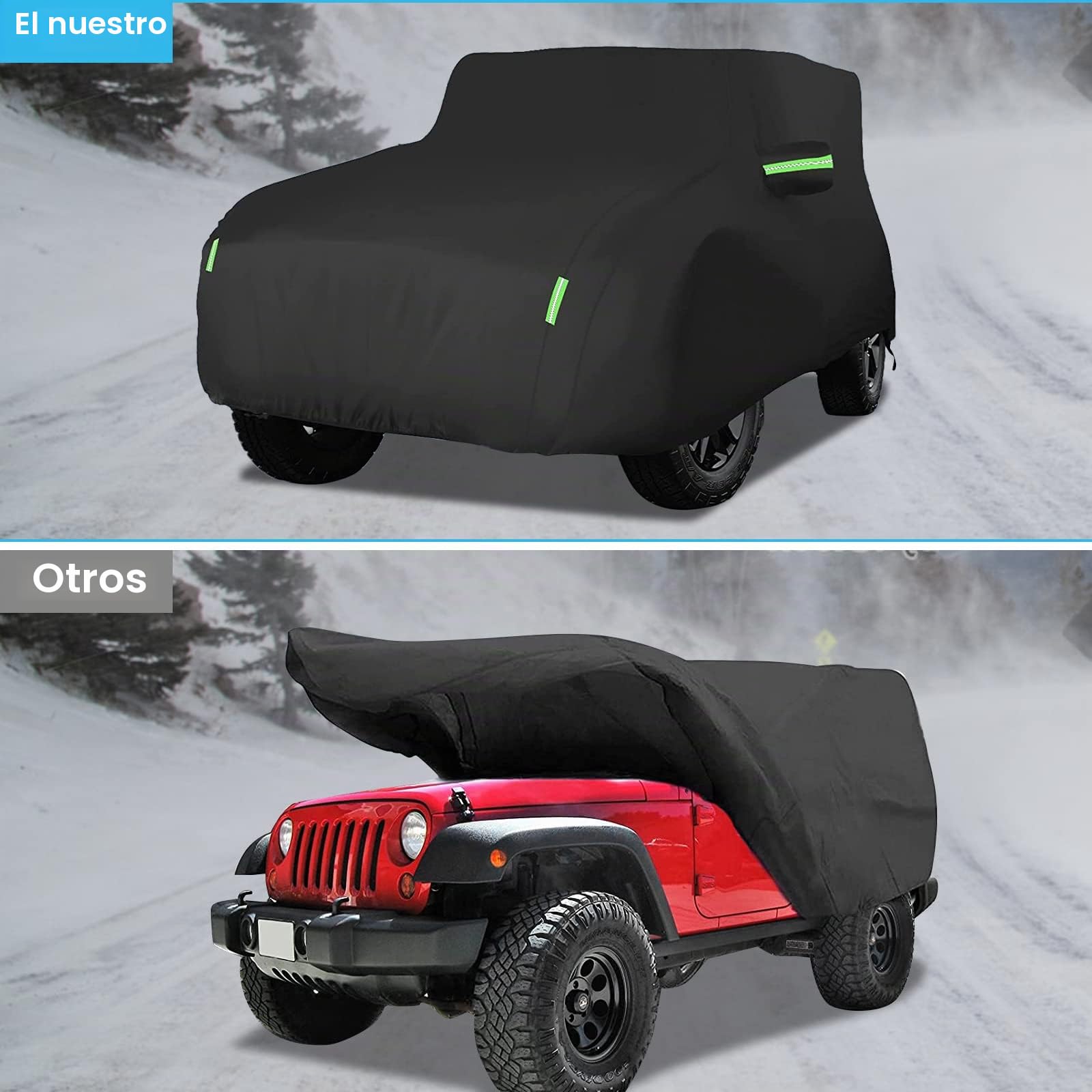 Funda Coche, Cubierta de Coche Impermeable Compatible con Jeep 2 Puertas