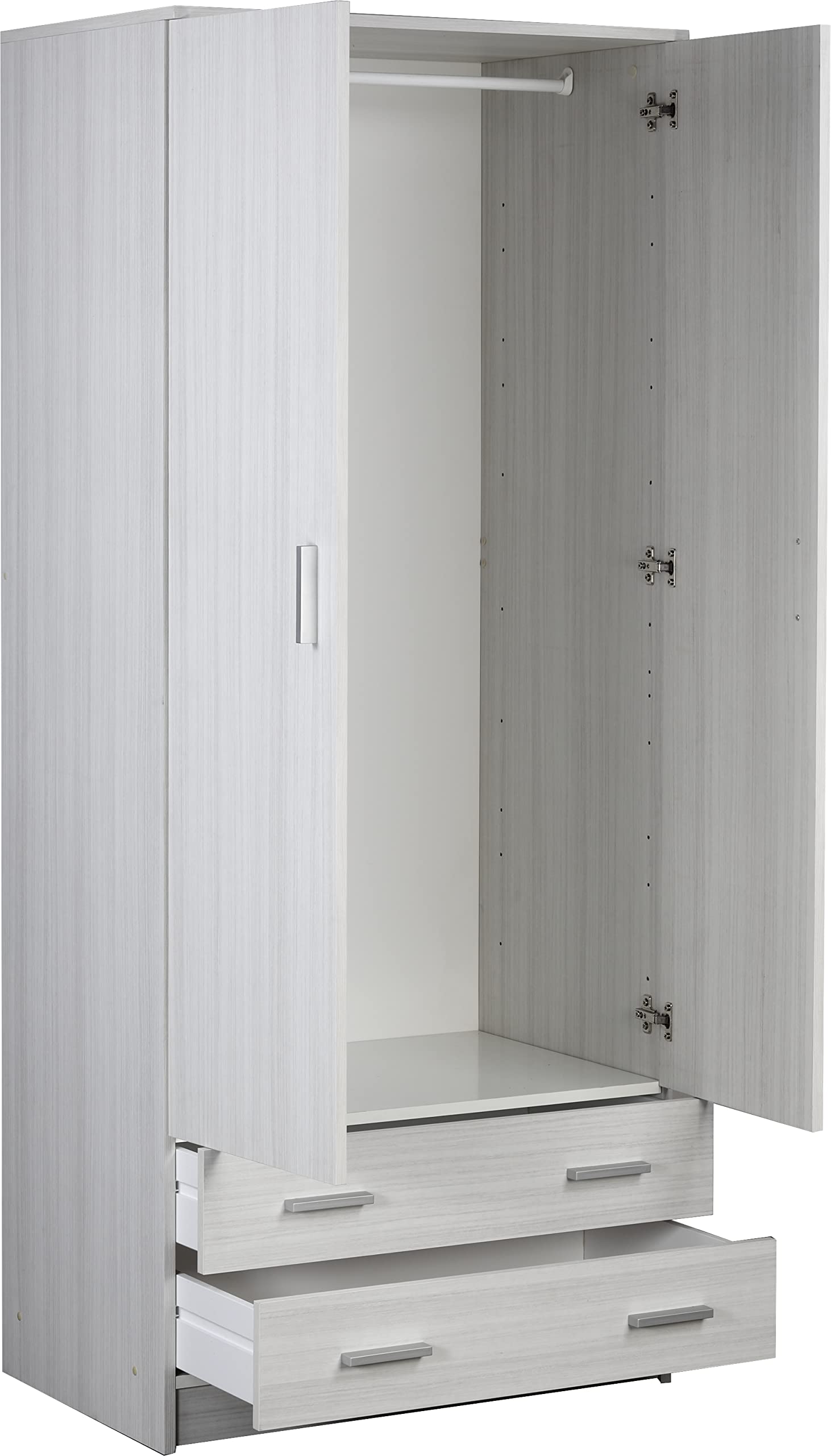 Armadio guardaroba 2 ante 2 cassetti laminato Eucalipto 77x52x182 cm