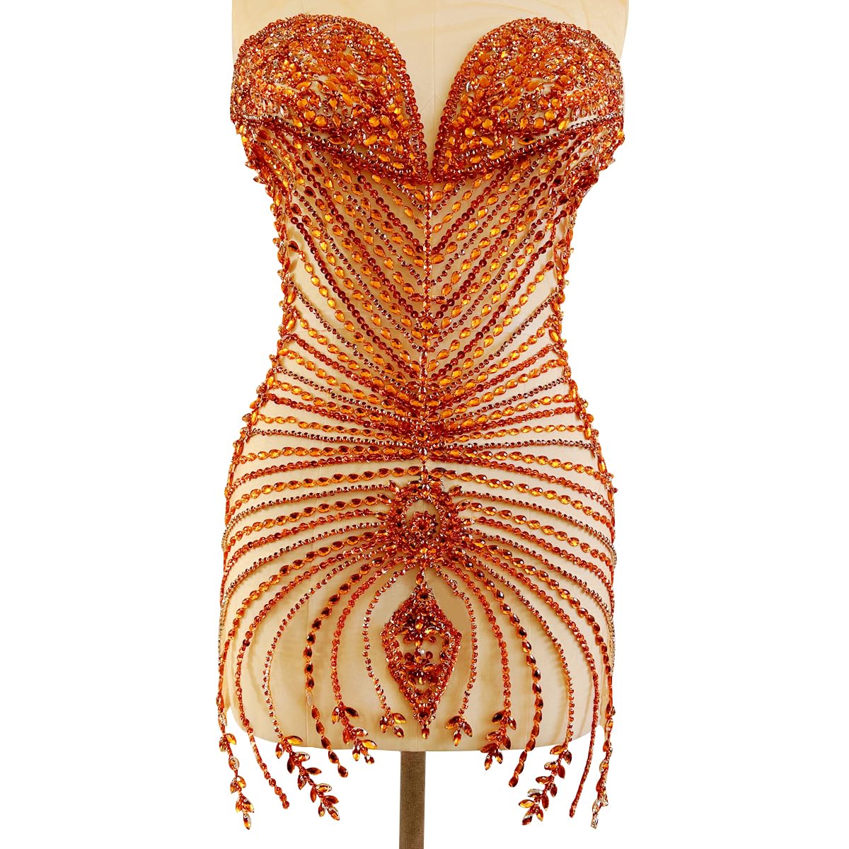 Aplique de diamantes de imitación de cristal naranja para coser accesorios de ropa y trajes