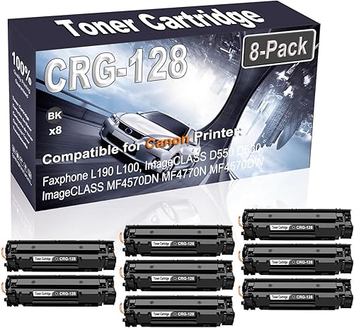 Paquete de 8 cartuchos de impresora láser compatibles con Faxphone L190 L100 ImageCLASS D550 D530 (alta capacidad) para impresora Canon CRG-128