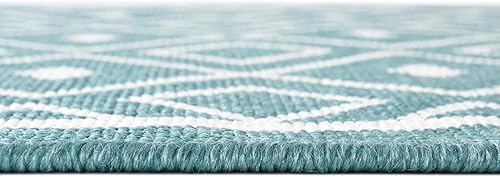 Miniatura 4 de Rugs.com Outdoor Lattice Collection - Alfombra redonda de tejido plano verde azulado de 7 pies perfecta para cocinas y comedores