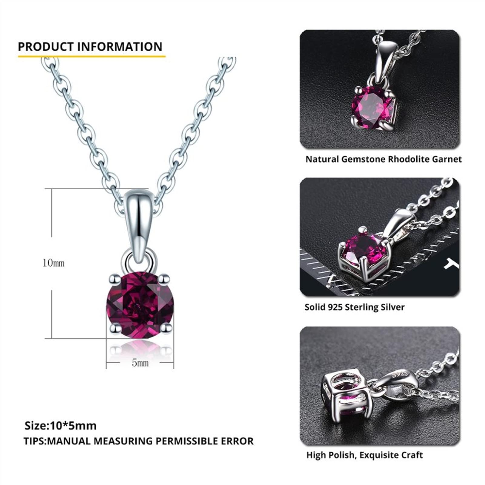 Collane Pendente for gioielli di moda signore Pendente rotondo Gemstone Solid 925 sterling catena in argento sterling squisito semplice gioielli eleganti Collana da donna ( Gem Color : Amethyst )
