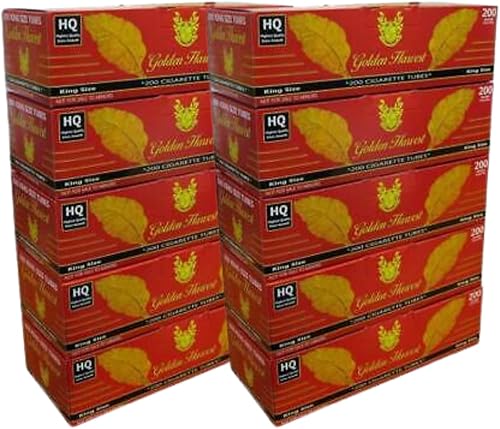 Miniatura 6 de Golden Harvest - Tubos de cigarrillos de tamaño King, color azul claro, 200 unidades por caja, tubos RYO 2000 (paquete de 10) (ligero, tamaño king)