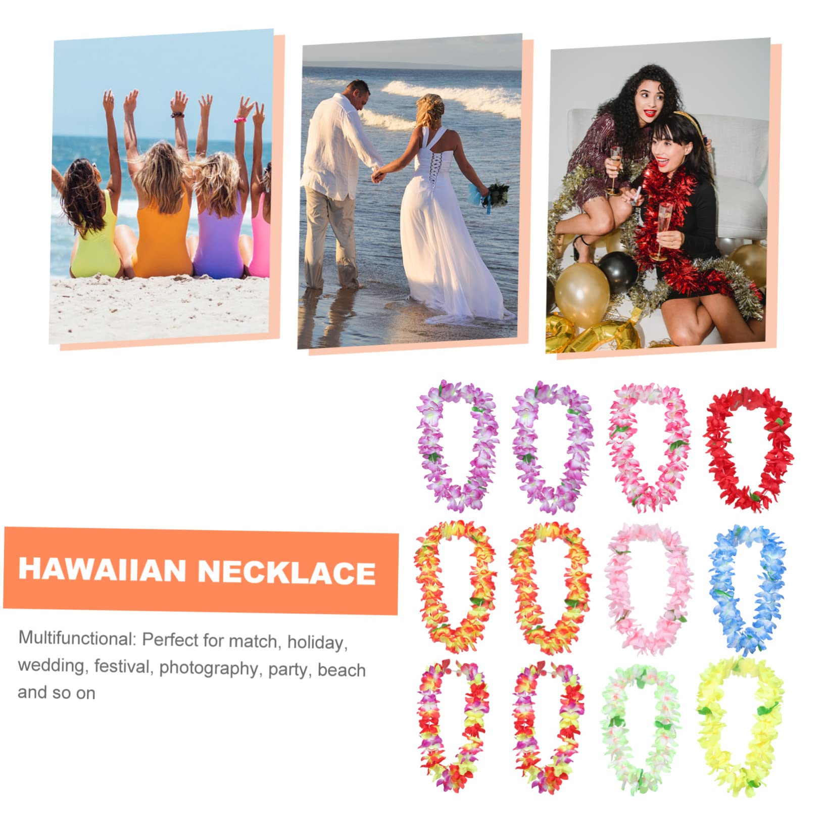 TEHAUX 12piezas Collar Hawaiano Guirnaldas Hawaianas Decoración Floral Hawaiana Guirnalda De Verano Adulto
