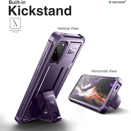 Miniatura 4 de Dexnor Funda para Samsung Galaxy S20+ Plus 5G, Protector de pantalla y soporte integrados Protección de grado militar resistente a prueba de golpes