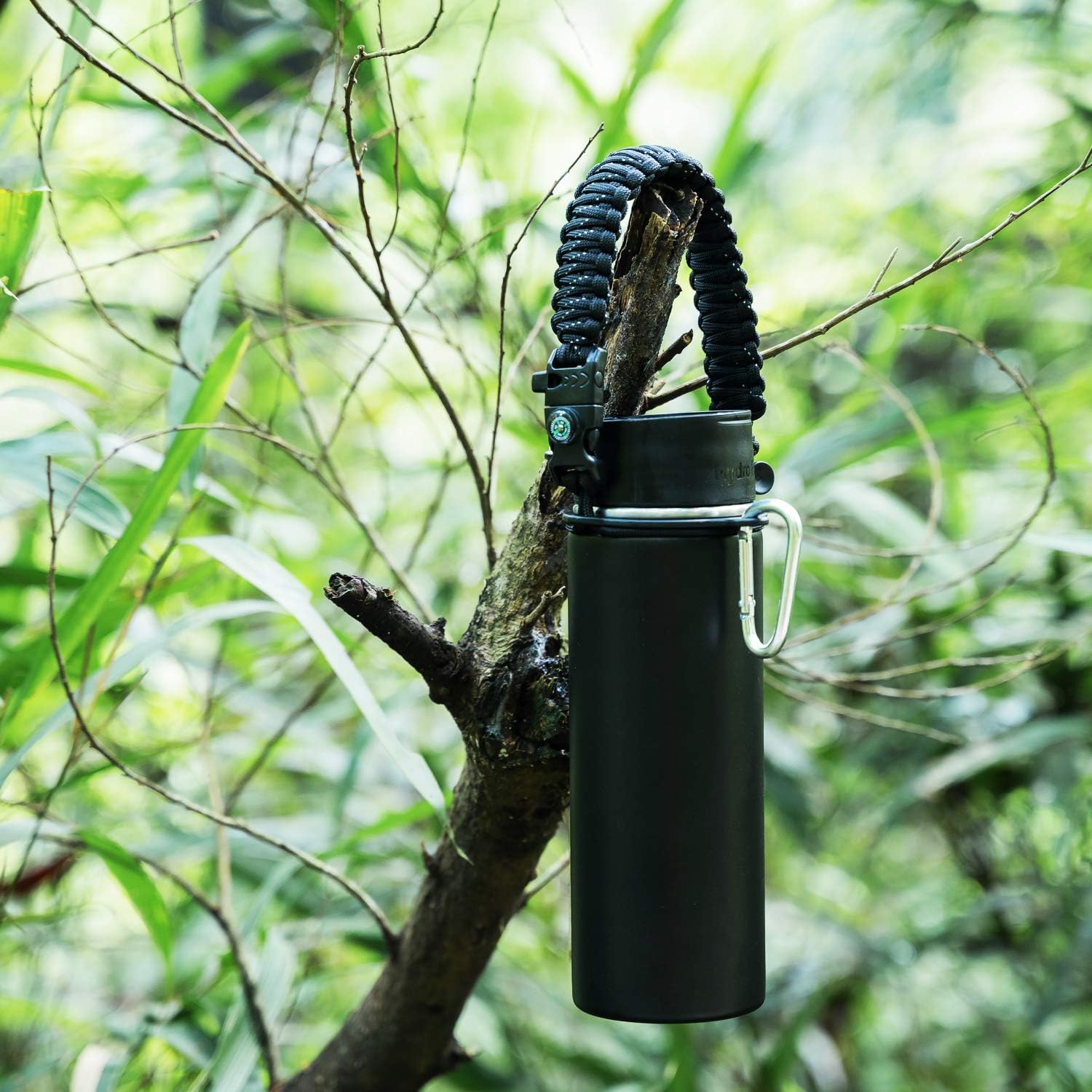 REHTAEL Paracord Handle for Hydro Flask, [Improved Design] Handle Carrier Strap Holder for Hydroflask with Safety Ring and Carabiner, Fits Wide Mouth Water Bottles 12oz - 64oz, Ideal Flask Accessories