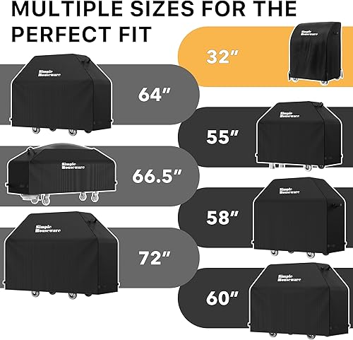 Vista 6 de Simple Houseware Cubierta para Parrilla de Gas BBQ de Servicio Pesado de 32 pulgadas, Poliéster 600D Impermeable, Resistente a la Intemperie