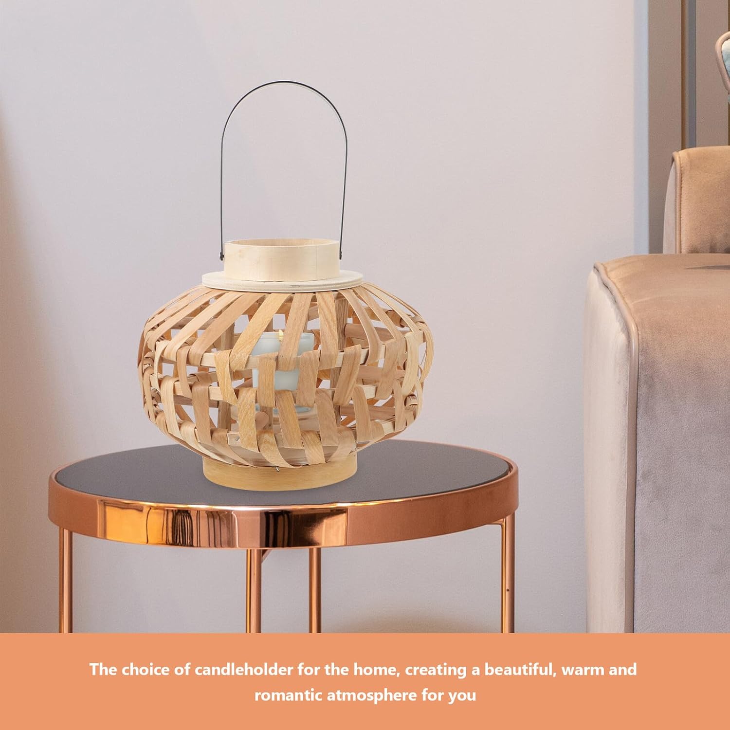 Rustic Woven Candle Lantern Decorative Candle Holder Small Size Home Decor for Dinner Parties and Hotel Display