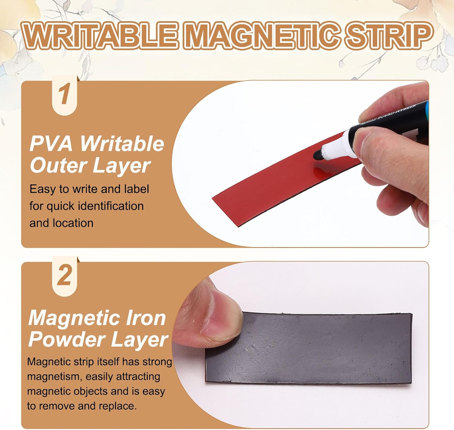 PATIKIL Magnetic Strip Roll, 2Roll 32.8ft x 0.4" Fridge Magnets Tape Flexible Writable Dry Erase Refrigerator Magnet Sticker Label with Adhesive Back Sheet for DIY Craft Whiteboard, White