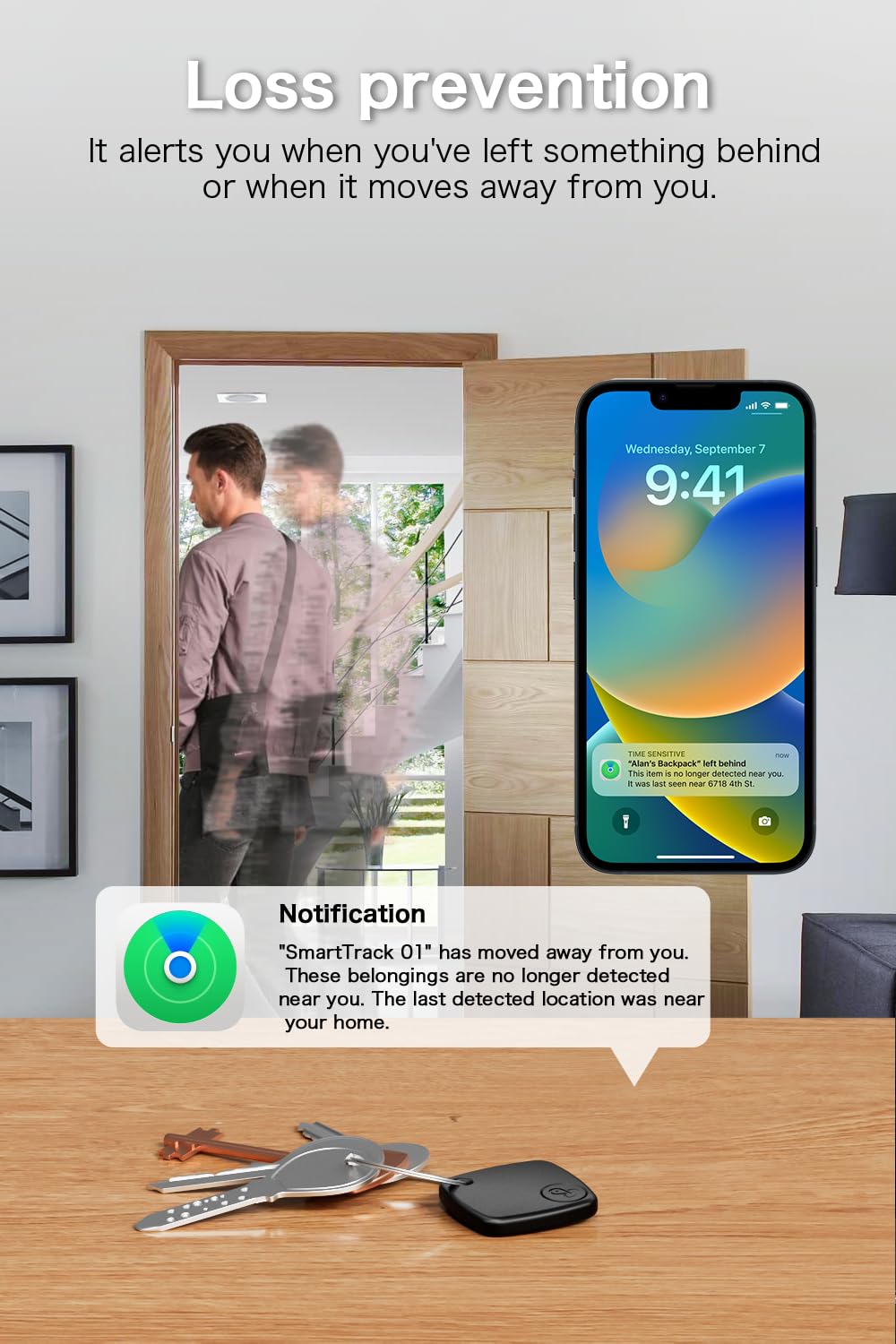 Air Tracker, fonctionne avec l'application Apple Find My (iOS uniquement, non compatible avec Android), étiquette de suivi électronique pour bagages, clés, sacs à dos, et plus encore (lot de 2