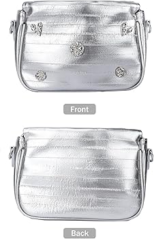 COAIMANEY Womens Y2k Sparkly Silver Handbag with Bead Chain