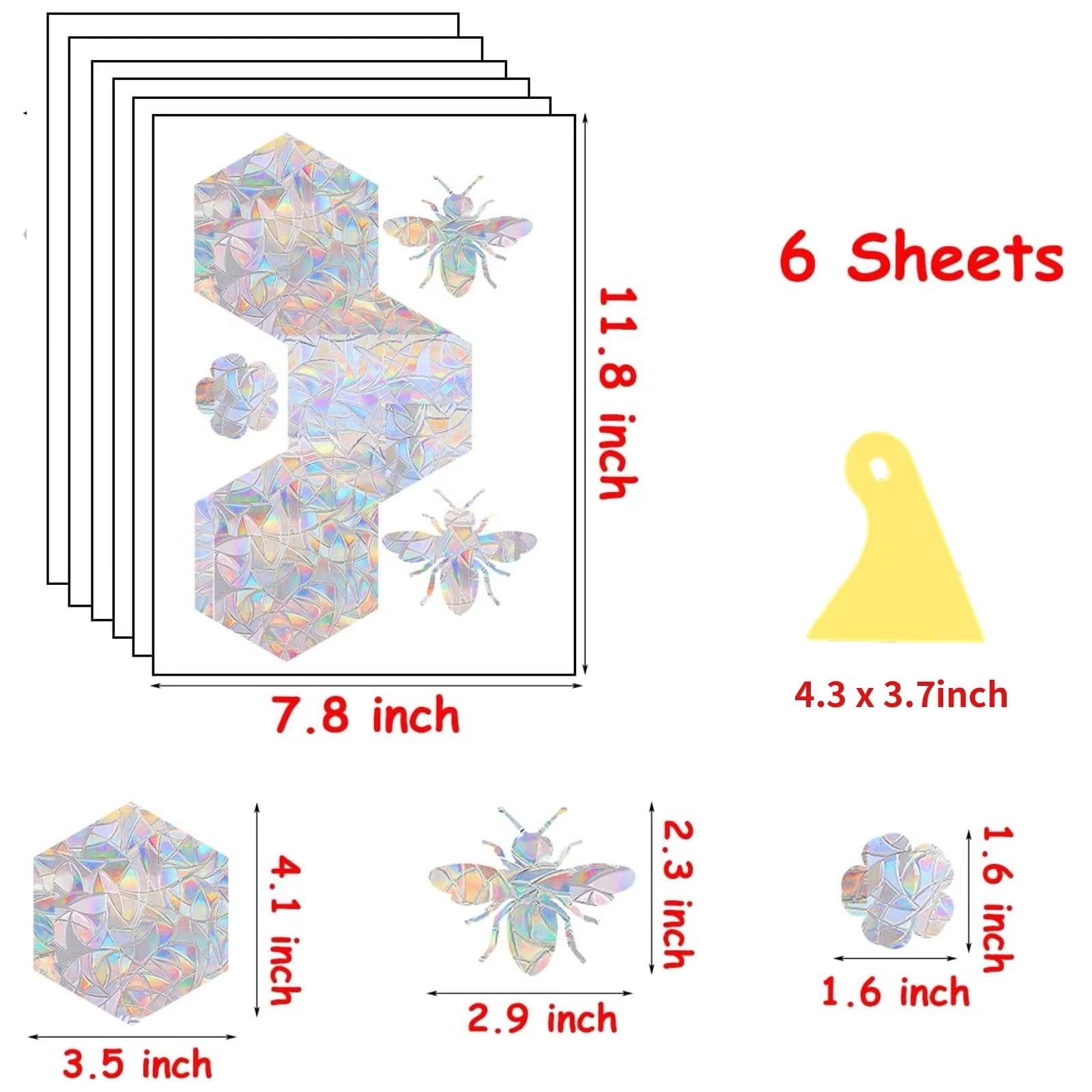 RUNRAYAY 26Pcs Flower Window Clings with Scraper, Rainbow