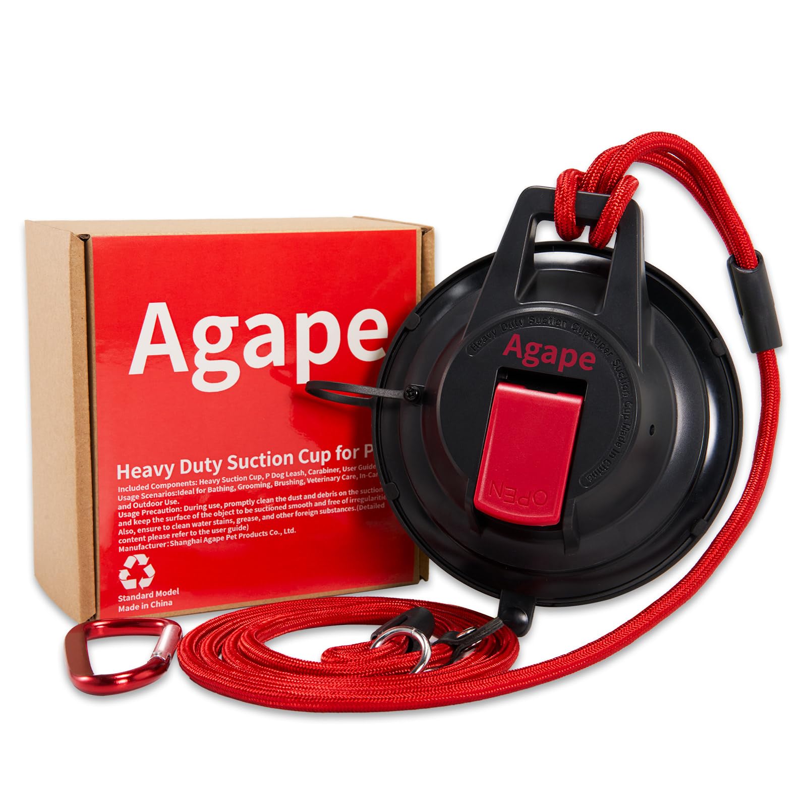 Agape Heavy Duty Dog Bathing Suction Cup with Adjustable Collar Restraint Leash, Powerful Reusable Pet Grooming Tub Loop, Portable Dog Bath Holder, Anchor for Dog & Cat Shower, Trimming, Blowing