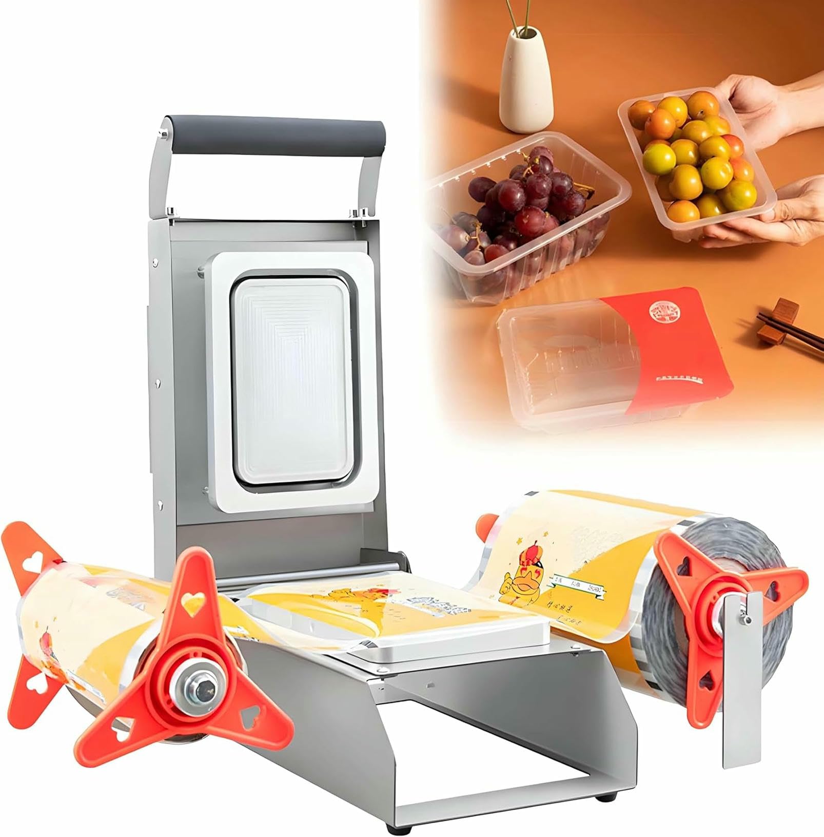 AYCDL Semi-Automatic Tray Food Sealing Machine, Commercial Hand Pressure Sealing Machine Sandwich Tray Heat Sealer for Supermarket