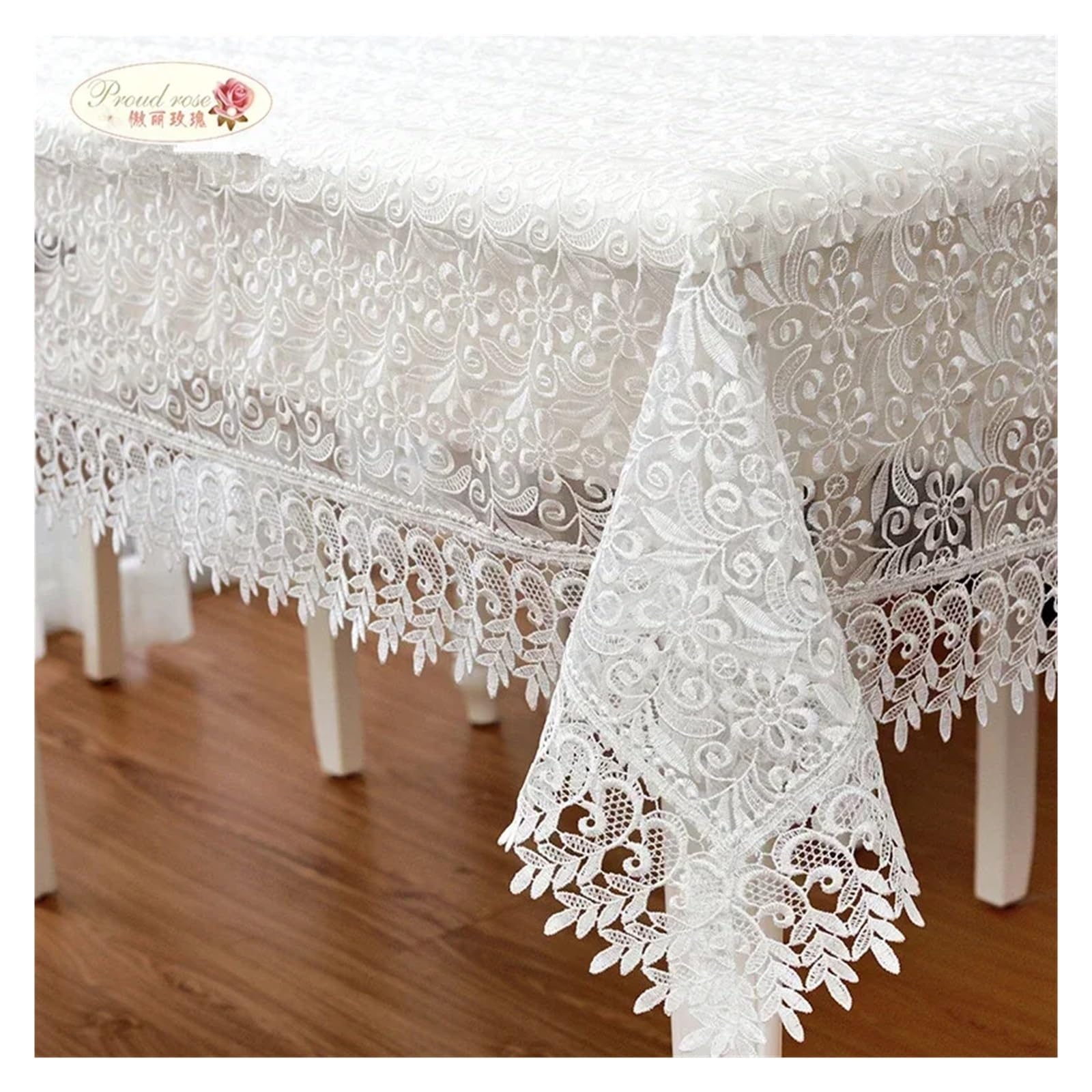 Tovaglia in pizzo per tavoli di nozze in tessuto traslucido per tavolo da festa di nozze tovaglia ricamata strofinaccio decorazione per la casa (cachi, 150 x 220 cm)