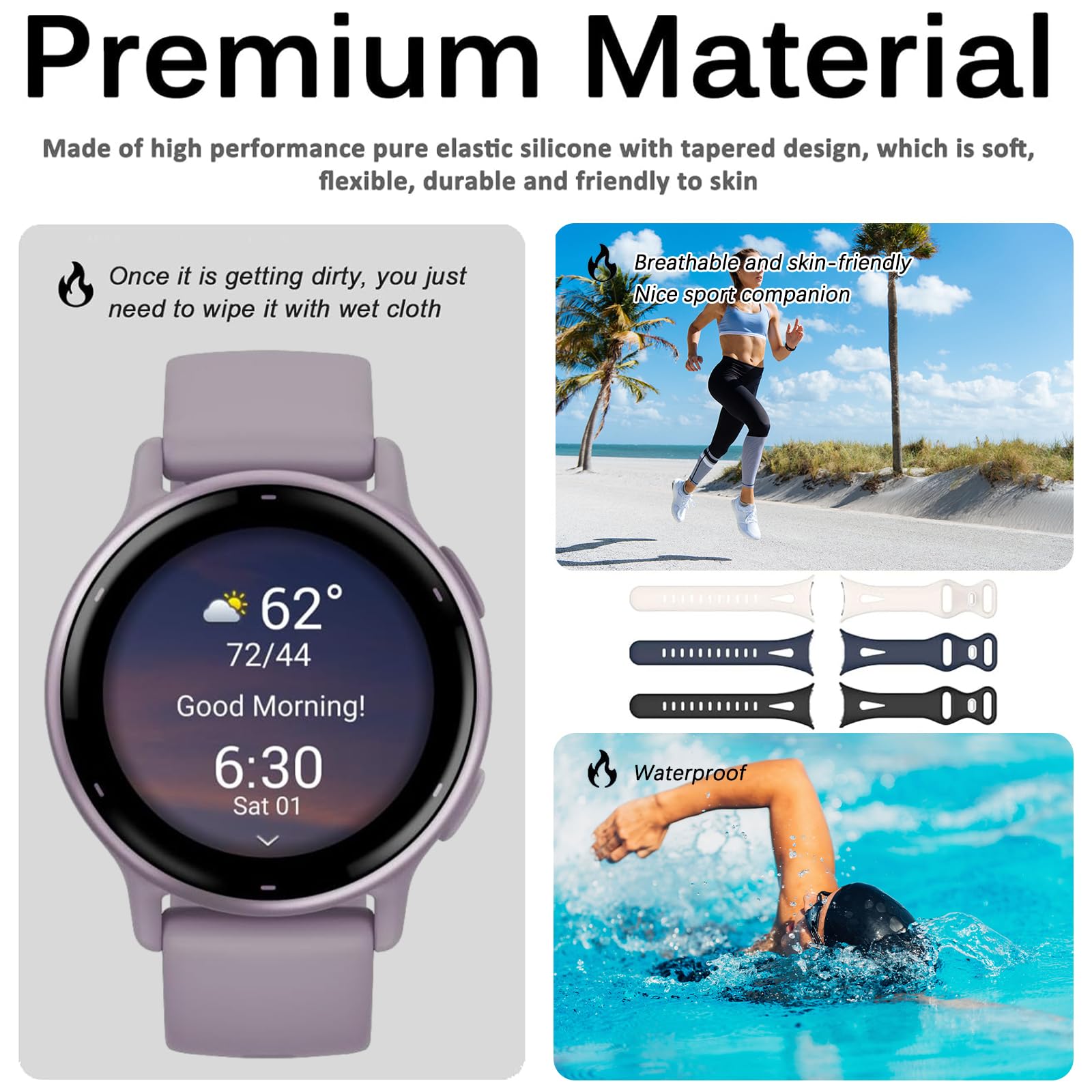 KZIOACSH Watch Strap for Garmin Approach S50/S44/Vivoactive 5/3 Music/Venu 2 Plus/Sq Music - Image 4