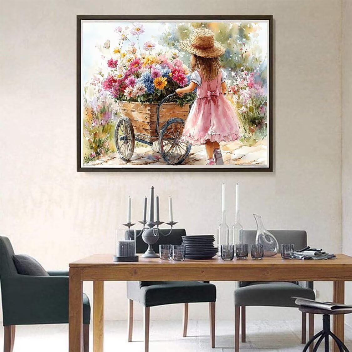 Mädchen Diamond Painting Erwachsene für Bastelset Kinder ab 6 Jahre, 5D Amazon Diamond Painting Viereckige Steine Blumen, DIY Full Diamant Set für Wanddeko Hauswand Festival Geschenke 90x70cm C3-84