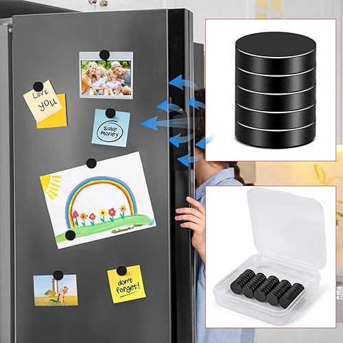 Miniatura 74 de Imanes para refrigerador, 50 unidades, redondos y pequeños, de neodimio de 0.39 x 0.12 pulgadas, para pizarra blanca, manualidades, bricolaje