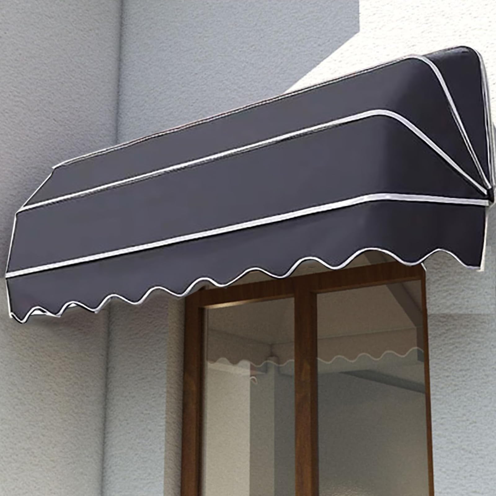 Awning Canopies Manual Retractable Awning, Curved Roofing Rain Shelter Window door Awnings Uv-resistant And Waterproof Fabric Awning, Outdoor Awning For Outside Balcony Garden Porch E 80×60×60cm