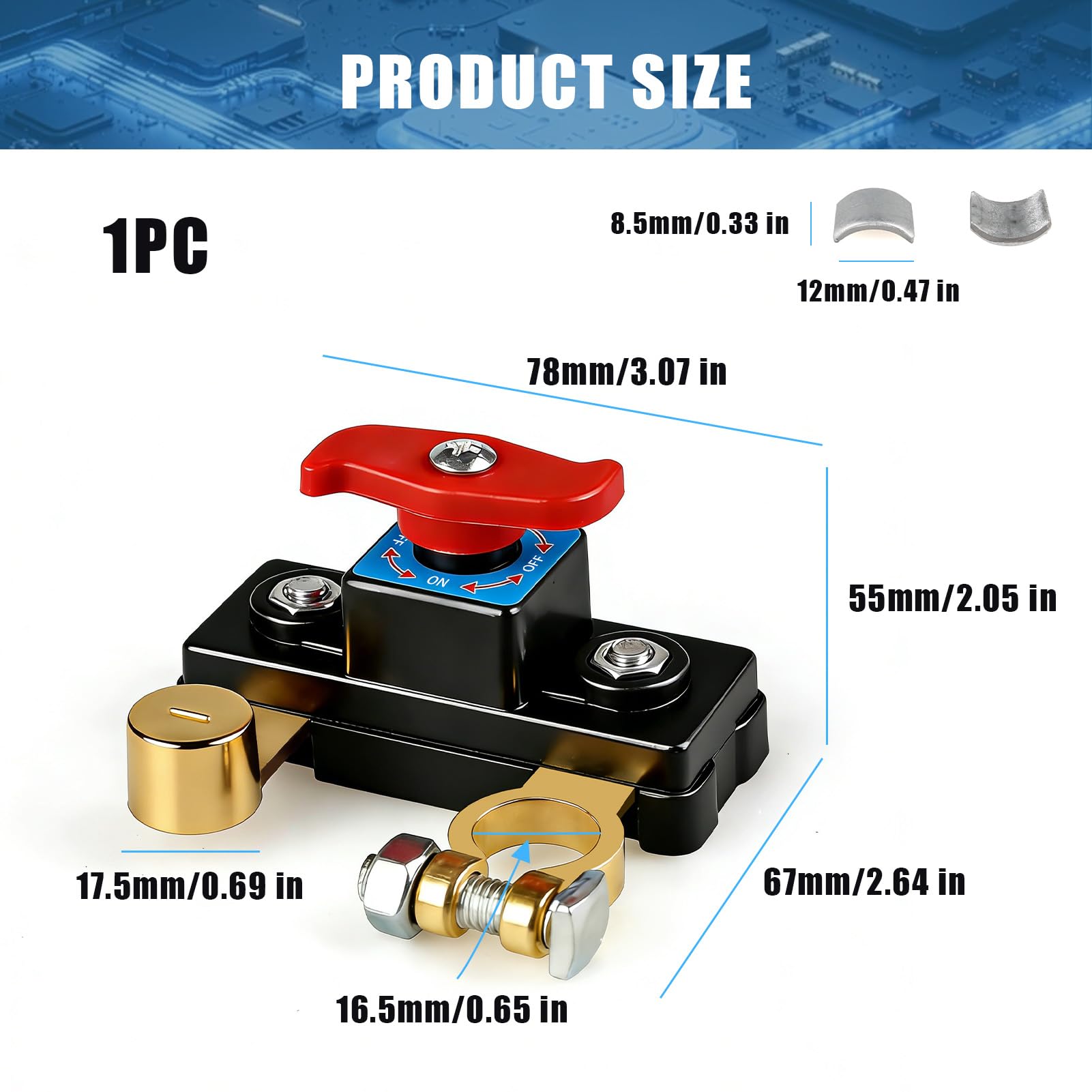 Car Battery Isolator Switch 12v-24v Pure Copper Car Battery Power Cut-Off Switches Breaker Car Battery Disconnection Switch for Cars Truck RV Marine and Boat, Anti-Theft & Power Failure Protection (1)