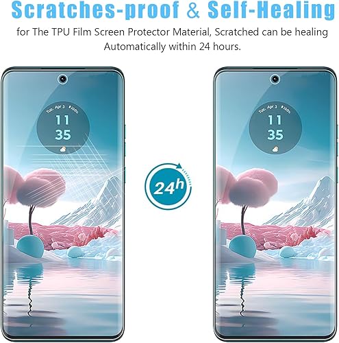 Miniatura 5 de Paquete de 2 + 2 protectores de pantalla de privacidad para Moto Edge 40 Neo (2 paquetes) + protector de lente de cámara (2 paquetes), película