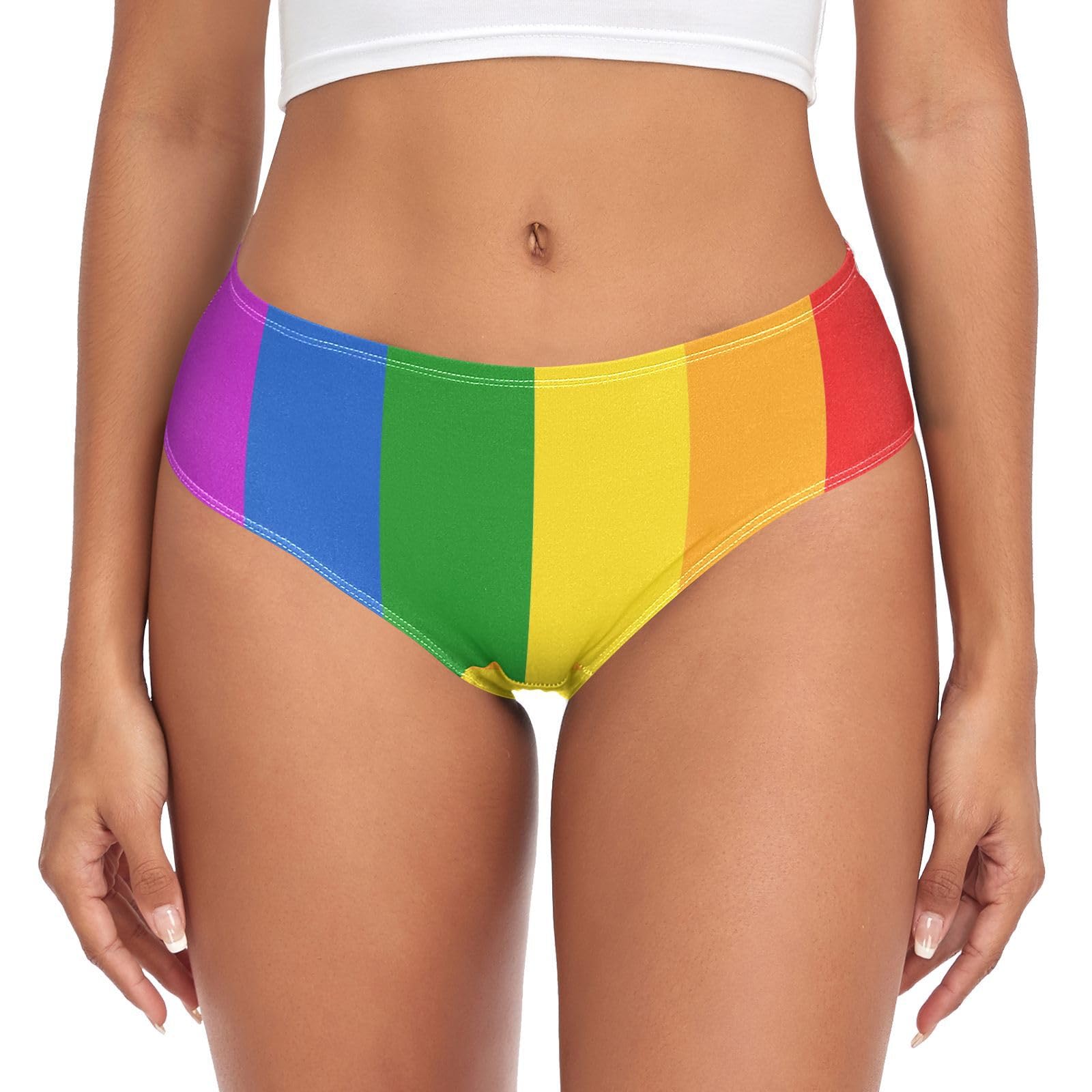 YOUJUNER Womens Underwear LGBT Gay Pride Rainbow Flag Comfy Knickers Ladies Basic Briefs Hipster Pants for Girls