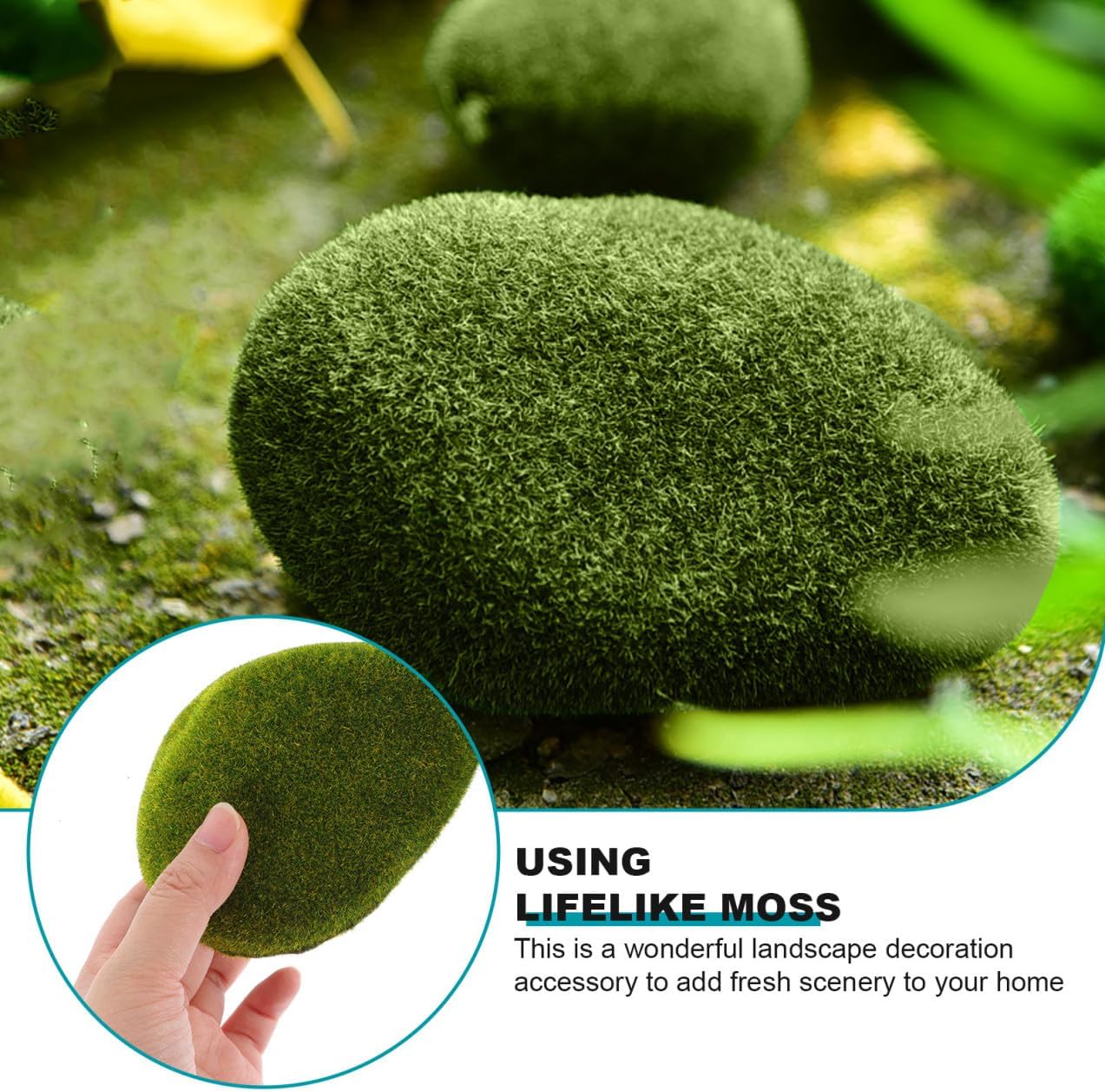 43pcs Artificial Moss Stones Faux Moss Decor Garden Stones Terrarium Rocks Decorative Faux