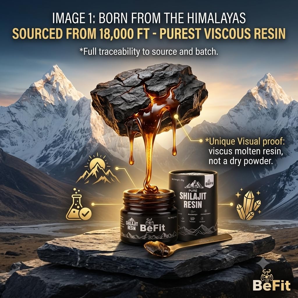 BeFit Himalayan Pure Shilajit Resin 20g | 75% Fulvic Acid | Lab Tested for Purity | Strenght Energy & Stamina | 66 Servings — Amazon image 4
