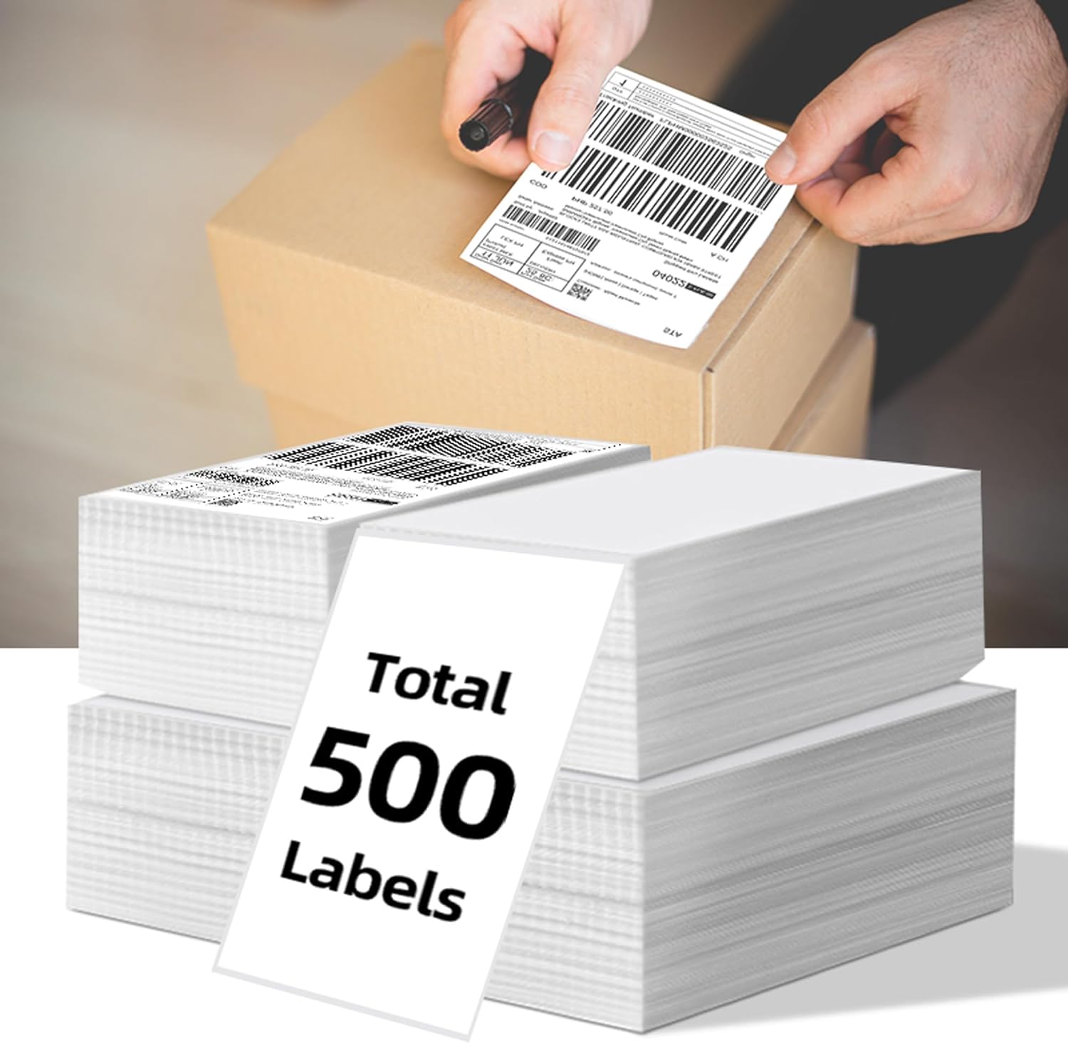 Pami 4x6 Direct Thermal Shipping Labels, 4,000 Fanfold Labels (8 Packs of 500), Strong Adhesive, Waterproof/Oil-Proof/Scratch-Resistant, Jam-Free – Compatible with Rollo, Zebra, Munbyn, POLONO