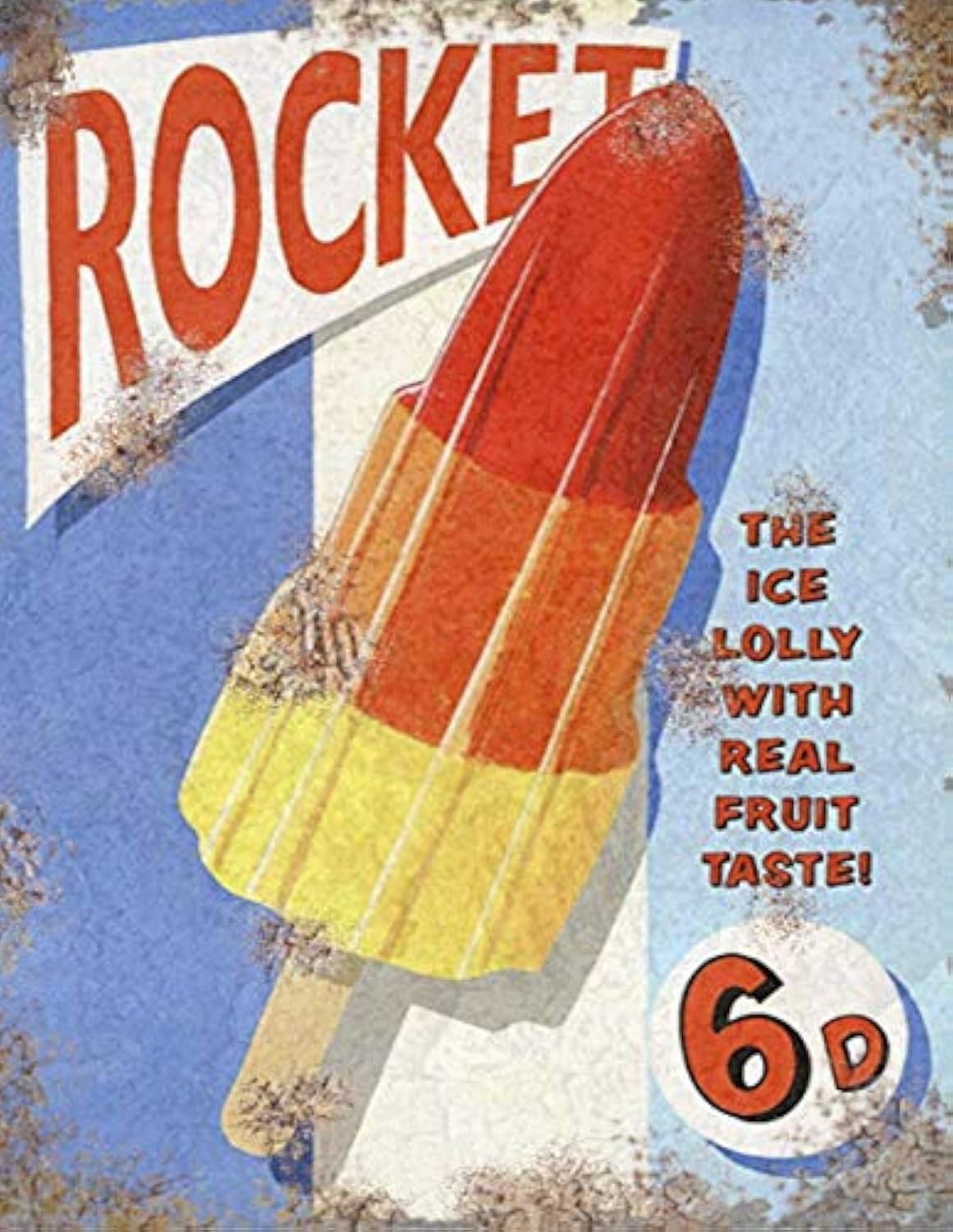 Tin Sign Pastel Shades Vintage Retro Rocket Ice Cream Lolly Advertising Inspired Man Cave Bar Novelty Gift Aluminium Metal Tin Wall Décor Sign