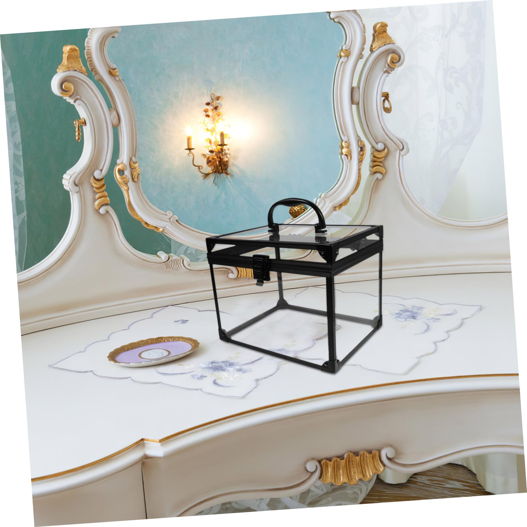 Healeved Reise-Make-up-Koffer Mit Abschließbarem Schmuck-Organizer Transparenter Aufbewahrungsbox Für Make-up Und Schmuck Praktisch Für Unterwegs Schminktisch-aufbewahrung Durchsichtige