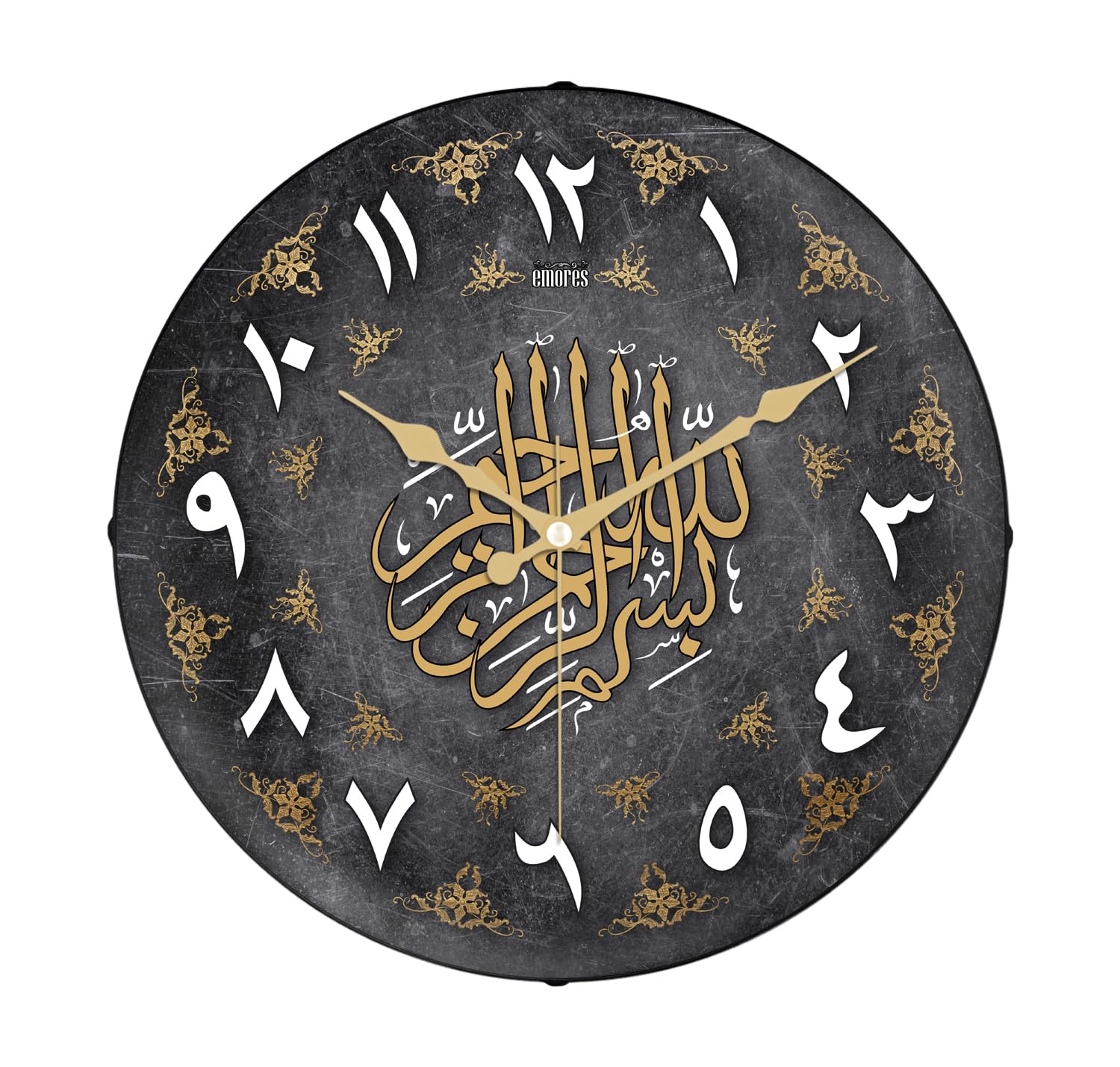 Emores 36 Cm Gerçek Bombe Cam Akar Saniye Sessiz Mekanizma Dekoratif Ramazan Ramadan Ayetli Duvar Saati
