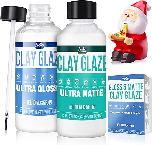 Esmalte de arcilla Air Dry  Esmalte de arcilla polimérica mejorado, 2 esmaltes de cerámica ultra brillantes y con acabado mate, sellador de arcilla