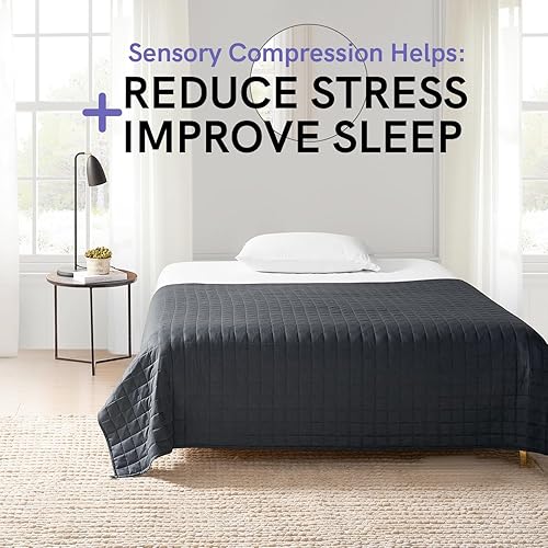 Miniatura 2 de YnM - Manta con peso, para una persona de 140 libras, ideal para camas de tamaño queen/king, 60 x 80 pulgadas, 15 libras, gris oscuro