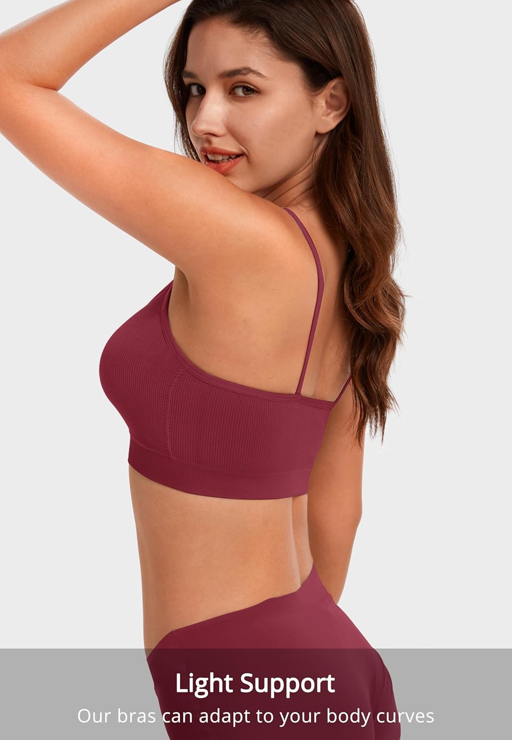 Angelhood Sports Cami Bras Pack for Women - Basic V-Neck Padded Seamless Bras with No Underwire - Image 4